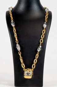Yves Saint Laurent By Robert Goosens C 1983 Vintage Perfume Bottle Crystal Necklace Rare