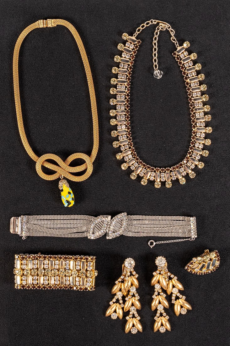 Hobe Vintage Rhinestone Jewelry Collection 5Pcs Necklaces Bracelets Earrings Signed (1 of 16)