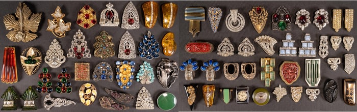 Vintage Diamante Rhinestone Dress Clips Collection Art Deco Mid Century Etc
