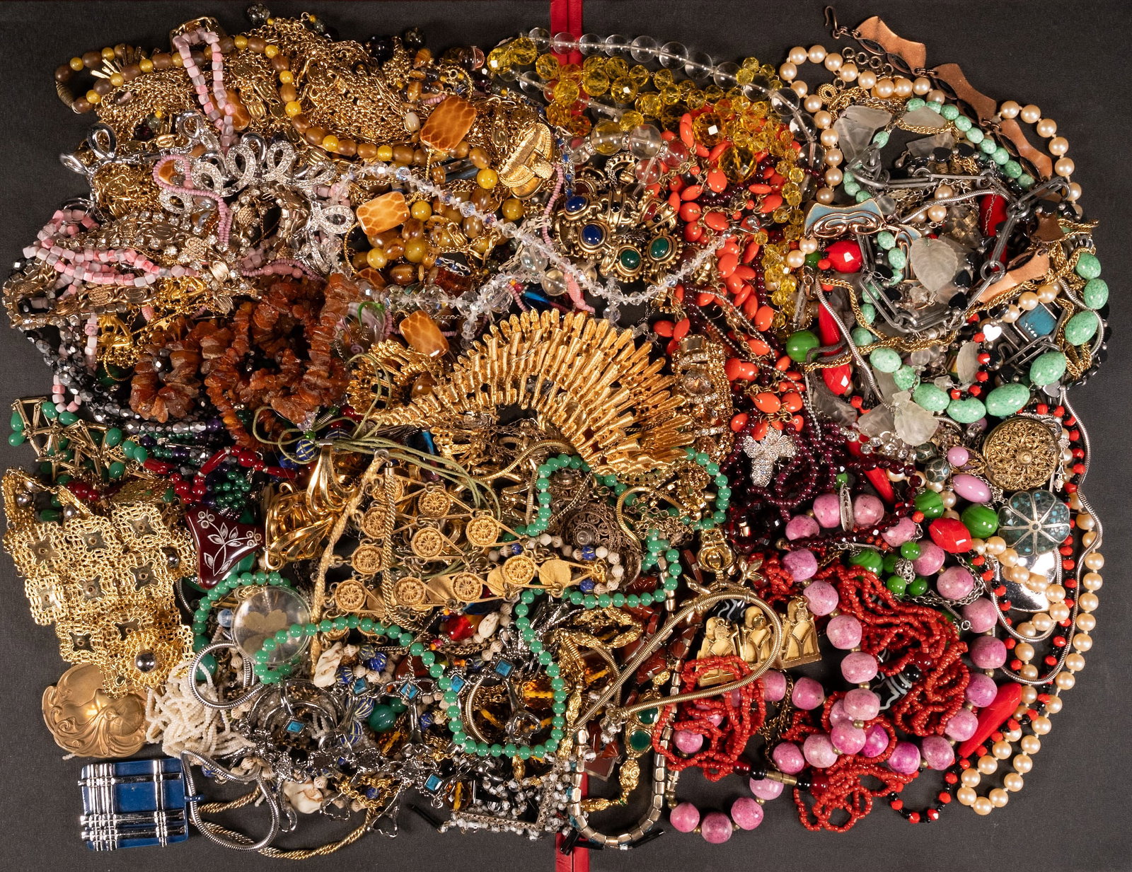 Vintage Costume Jewelry Necklace Collection: Vintage Costume Jewelry Necklace Collection of 73 Necklaces Including Signed Pieces: Bogoff 2x Sterling Matisse Made in Denmark Lysgards Design Bell Monet 2x Trifari Monet Matisse Coro Vendome Orena P