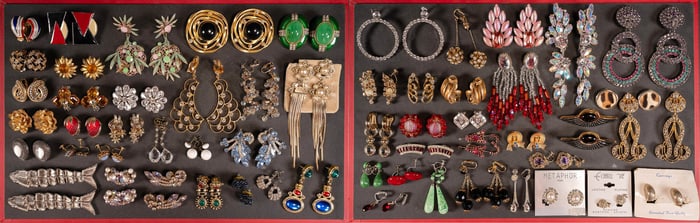 Costume Jewelry Rhinestone Earrings Collection 54 Thelma Deutsch Etc