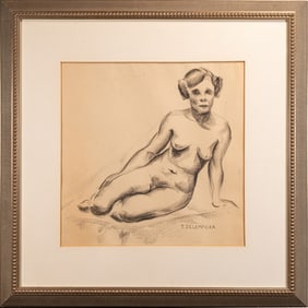 Tamara De Lempicka (1898-1980) Nude Reclining Graphite Drawing on Paper, 1936
