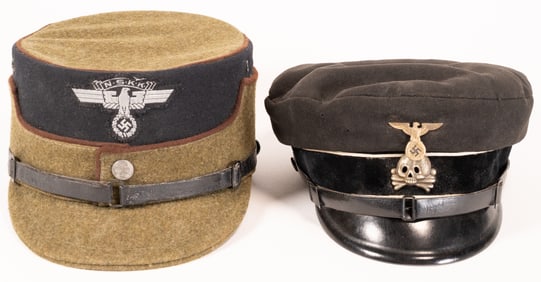 WWII German Cap Lot NSKK & Waffen SS Visor