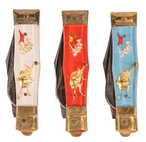 Vintage OMAR Bullfighter Dragon Stainless Steel Switchblade Knife Collection