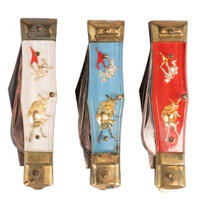 Vintage OMAR Bullfighter Dragon Stainless Steel Switchblade Knife Collection