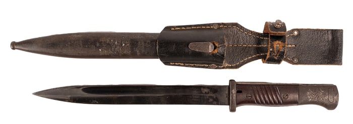 WWII German 1943 Mauser K98 Bayonet Scabbard & Frog Matching Numbers