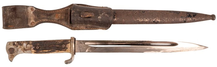 WWII German Third Reich KS-98 Bayonet w/ Stag Grip Horster