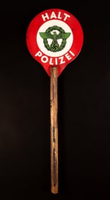 WWII German Waffen SS Poliezi Halt Panel Double Enamel Sign