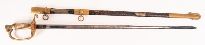 WWII US Navy Model 1852 Officer Sword with Scabbard