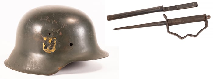 WWI German M18 Helmet & Knuckle Duster Dagger
