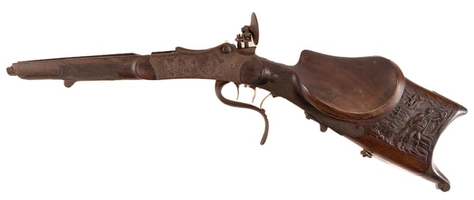 19th c. German System Schuetzen Parlor Rifle Custom Made Stock & Action Assembly c1850