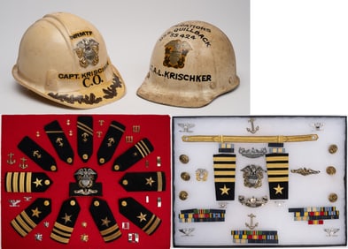 Vietnam Submarine Lieutenants Captain Insignia & Hardhat Named