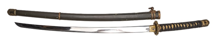 Japanese Samurai Sword Katana Signed Yoshiomi With Nagoya Arsenal Stamp  w/ Scabbard