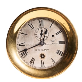 WWI US Navy Chelsea Clock Company No1 Ships Deck Clock  Running Order