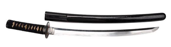 Japanese Edo Period Wakizashi Samurai Sword Katana w/ Scabbard Signed Tang