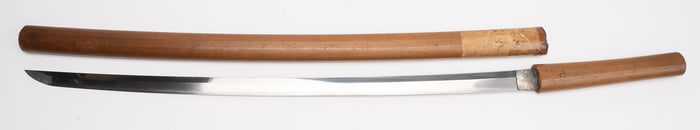 Japanese Edo Period Samurai Sword Katana w/ Scabbard Signed Kanenaga