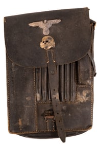 WWII German Waffen SS Officer Field Leather Map Case