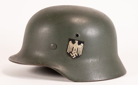 WWII German Army HEER M-35 Double Decal Steel Combat Helmet