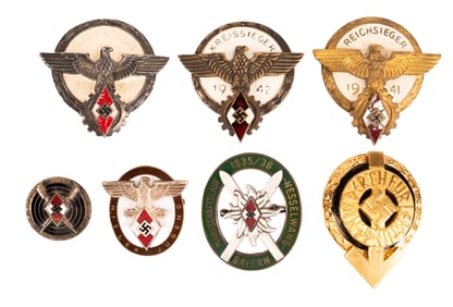 WWII German Hitler Youth Badge Collection High Command Shooting Marksman Sport etc