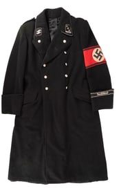 WWII German Allgemeine SS Obersturmf?heer Officers Overcoat W/ Insignia