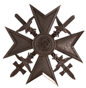 WWII German Luftwaffe Bronze Spanish Cross with Swords
