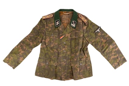 WWII German Waffen SS Captain Camouflage Combat Tunic w/ Insignia