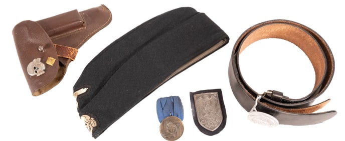WWII German SS Collection Luger Holster Order Belt Buckle etc