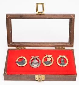 WWII German Kriegsmarine Naval Navy Battle Badges Display