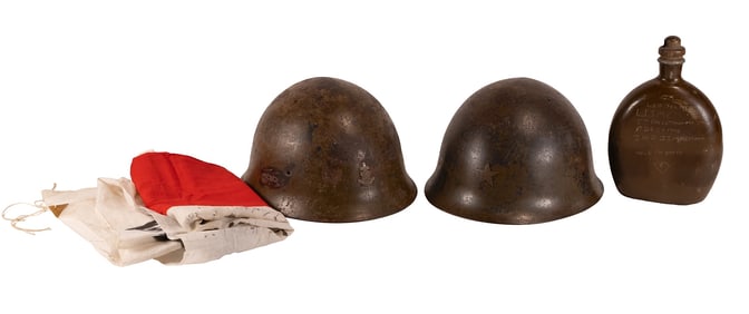 WWII Japanese Named Vet Bring Back Colection Canteen Kanji Prayer Flag Helmets 5th Division 28th