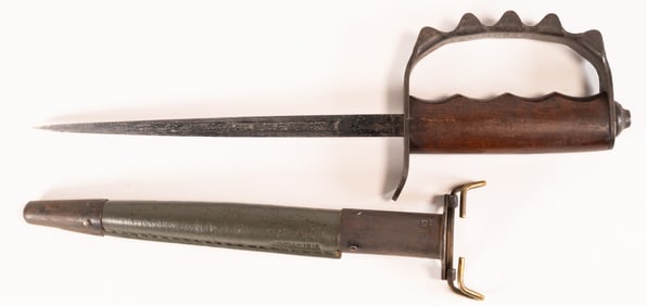 WWI AC Co. USA 1917 "Knuckle Duster" Trench Knife w/ Scabbard