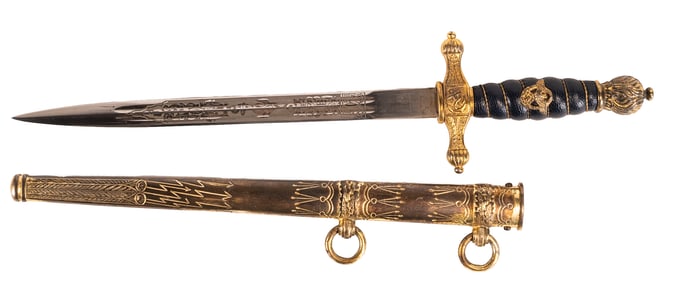 WWII German Water Protection Police Dagger w/ Scabbard