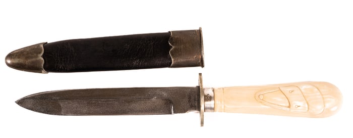 1800s Wild West Cowboy Michael Price San Francisco Boot Bowie Knife w/ Scabbard