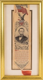 1883 Stevensgraph Abraham Lincoln Memorial Specimen Silk Ribbon