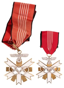 WWII German 3rd Reich 1936 Berlin Olympic Decoration 1st & 2nd Class 2pc