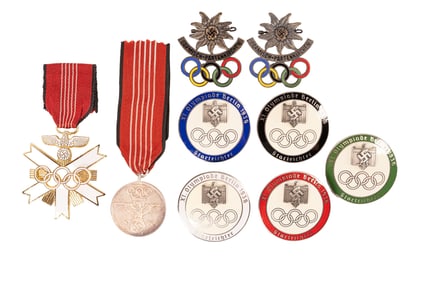 WWII German 3rd Reich 1936 Berlin Olympic Collection Breast Badge Decoration 9pc