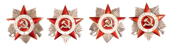 WWII Soviet Russian Collection Order of Patriotic War 2nd Class Sterling Silver Medals Numbered 4pc