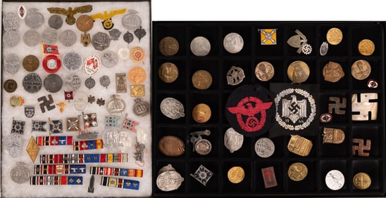 WWII German Badge Order Ribbon Medal Insignia Tin Collection