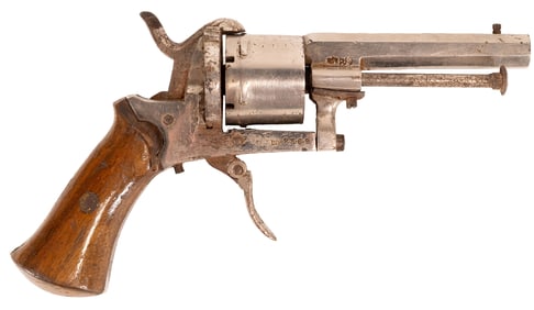 19th c. Folding Trigger Pinfire Pistol Revolver