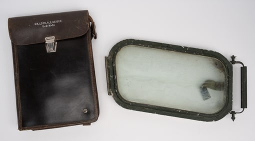 WWII USAAF Air Force Boeing B17 Flying Fortress Bomber Cockpit Window And Named Map Case