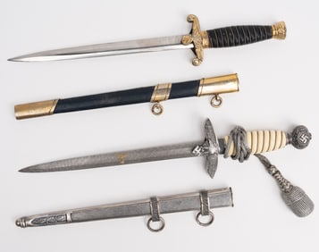 WWII German Dagger Collection Water Custom Patrol Officer Maker Marked Luftwaffe 2nd Model 2pc