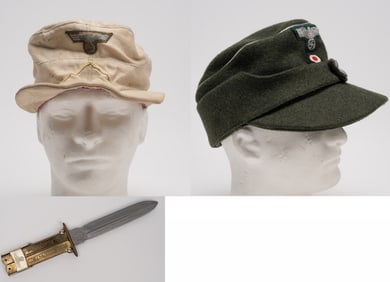 WWII German Combat Cap  Collection Afrika / Army Officers & SS Paratrooper Butterfly Knife