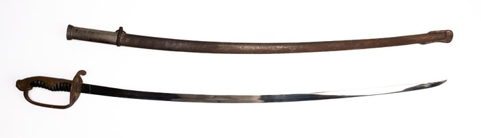 Rare WWII Japanese Kyu Gunto Military Naval Officer's Sword With Menuki Family Crest