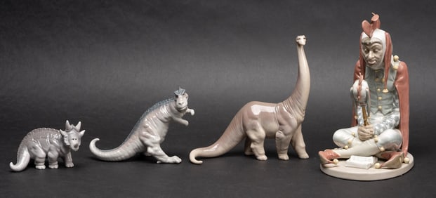 Retired Lladro Porcelain Lot Dinosaurs Court Jester