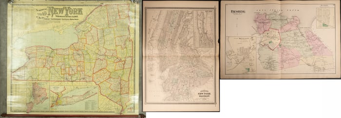 19th c. New York Map Collection Railroad Post Office Township etc