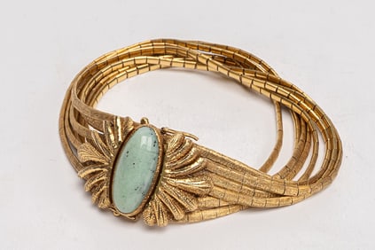 18k Gold Bracelet w/ Green Jade