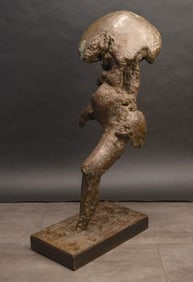 Large Mid Century Bronze Abstract Sculpture "Atomic Bomb Mushroom/Skirted Lady In Motion"