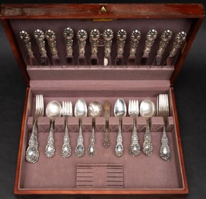 Wallace "Lucerne" Pattern Sterling Silver Flatware Set For 12 1758 Grams