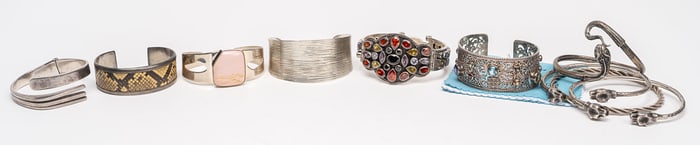 Large Sterling Silver Cuff Bracelet Collection Modern Samuel Benham Labelle etc