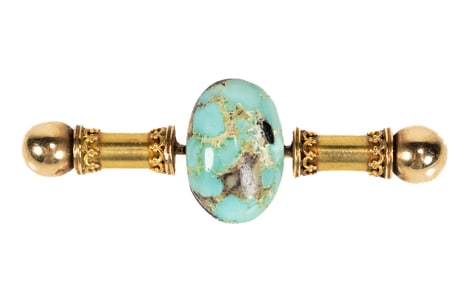 14k Gold Turquoise Victorian Brooch Bar Pendant