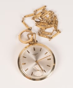 14k Gold Longines Pocket Watch w/ Fob Judaica